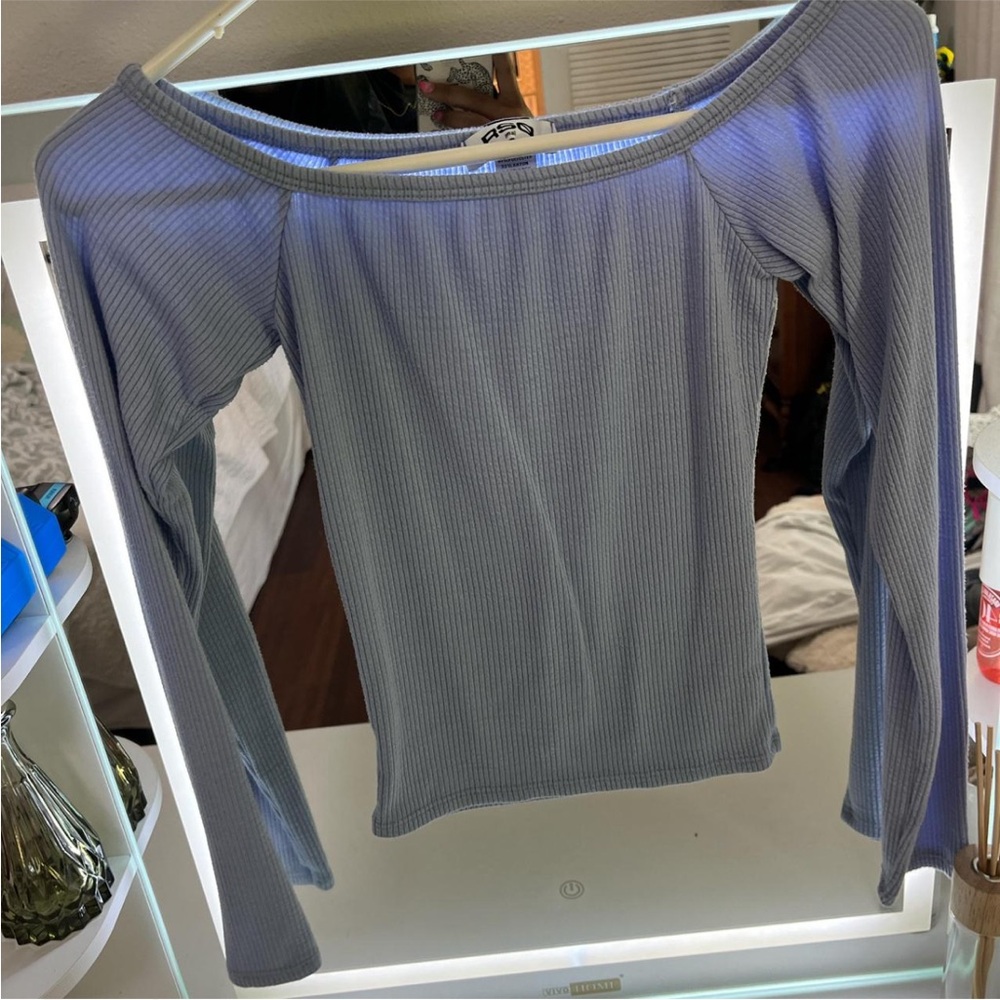 RSQ Women's Ribbed Long Sleeve Top - Light Blue